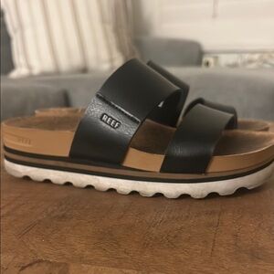 Reef Black and Brown Platform Sandals